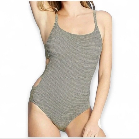 Shade & Shore Other - Shade and Shore Gold and Black One Piece Swimsuit with Side Cutouts Size Small